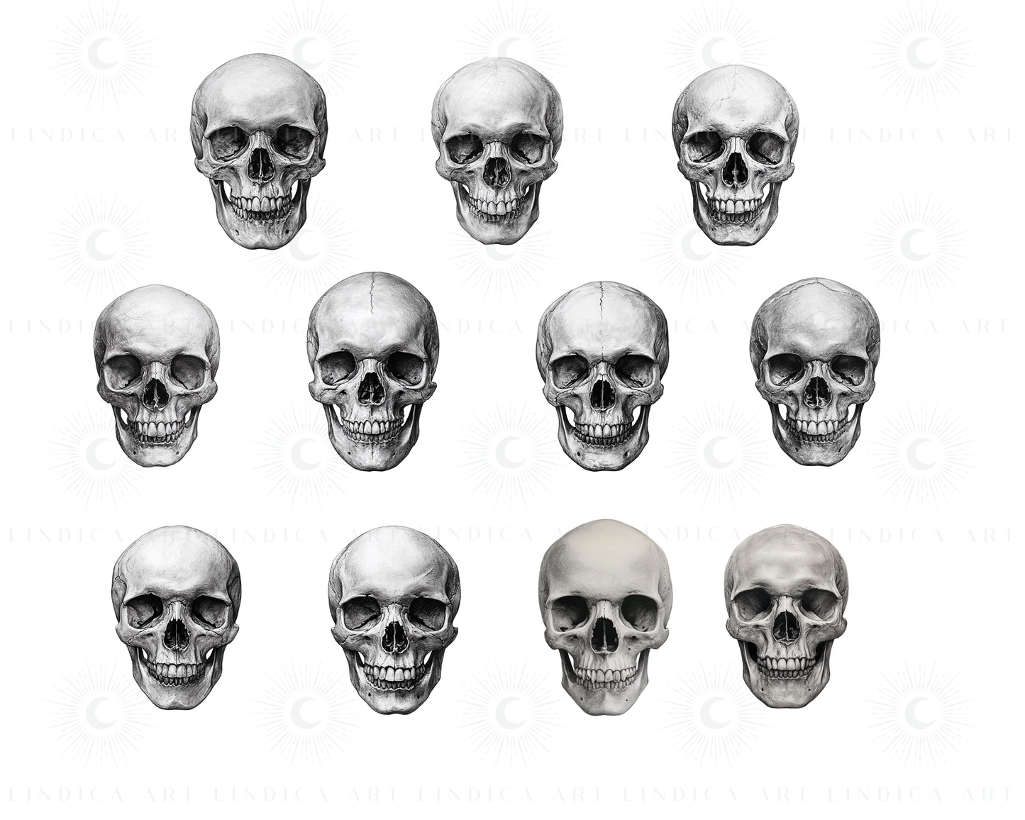 Procreate Skulls Stamp Brushes Bundle Tattoo Designs