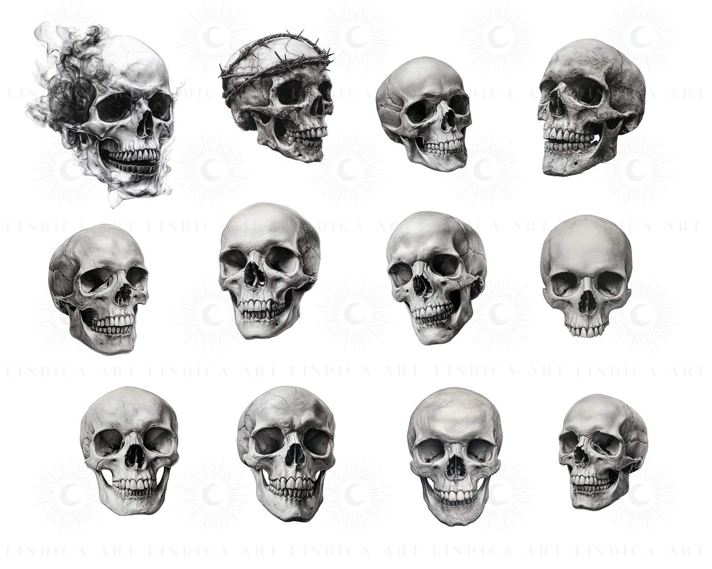 Procreate Skulls Stamp Brushes Bundle Tattoo Designs