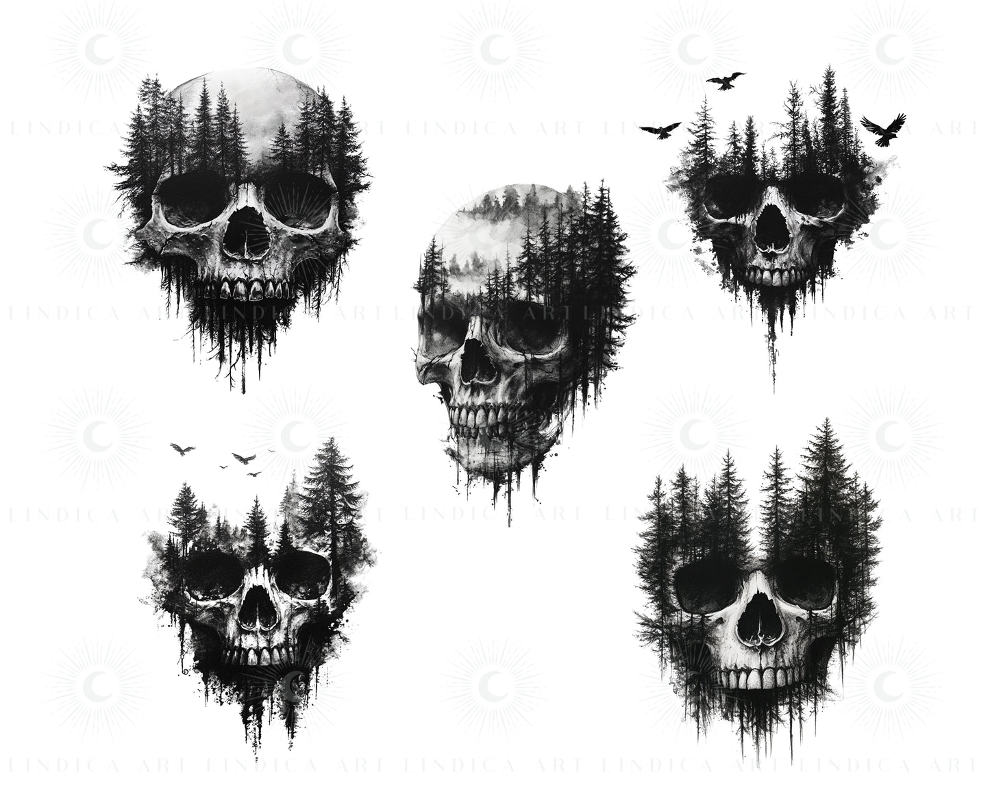 Procreate Skulls Stamp Brushes Bundle Tattoo Designs