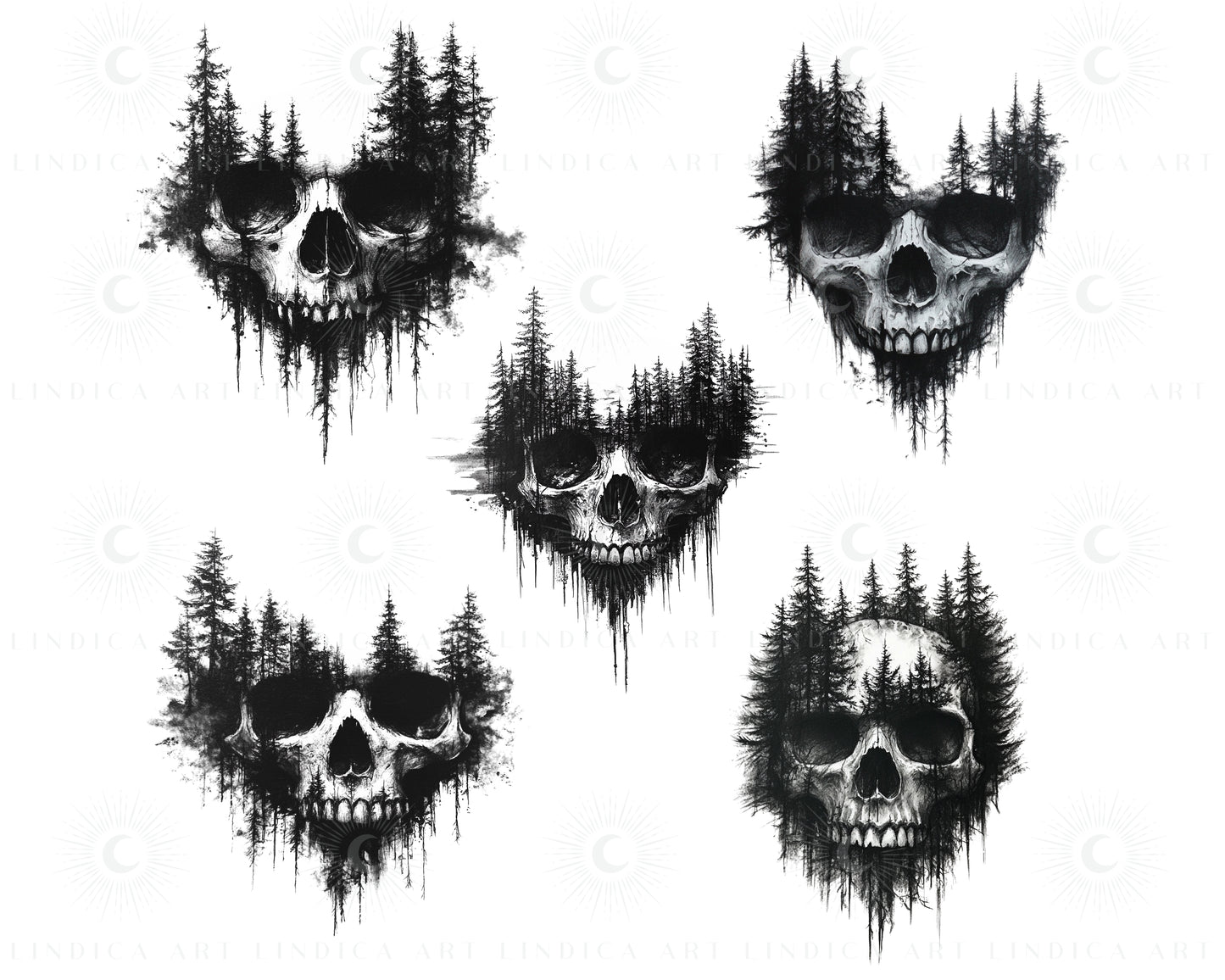 Procreate Skulls Stamp Brushes Bundle Tattoo Designs