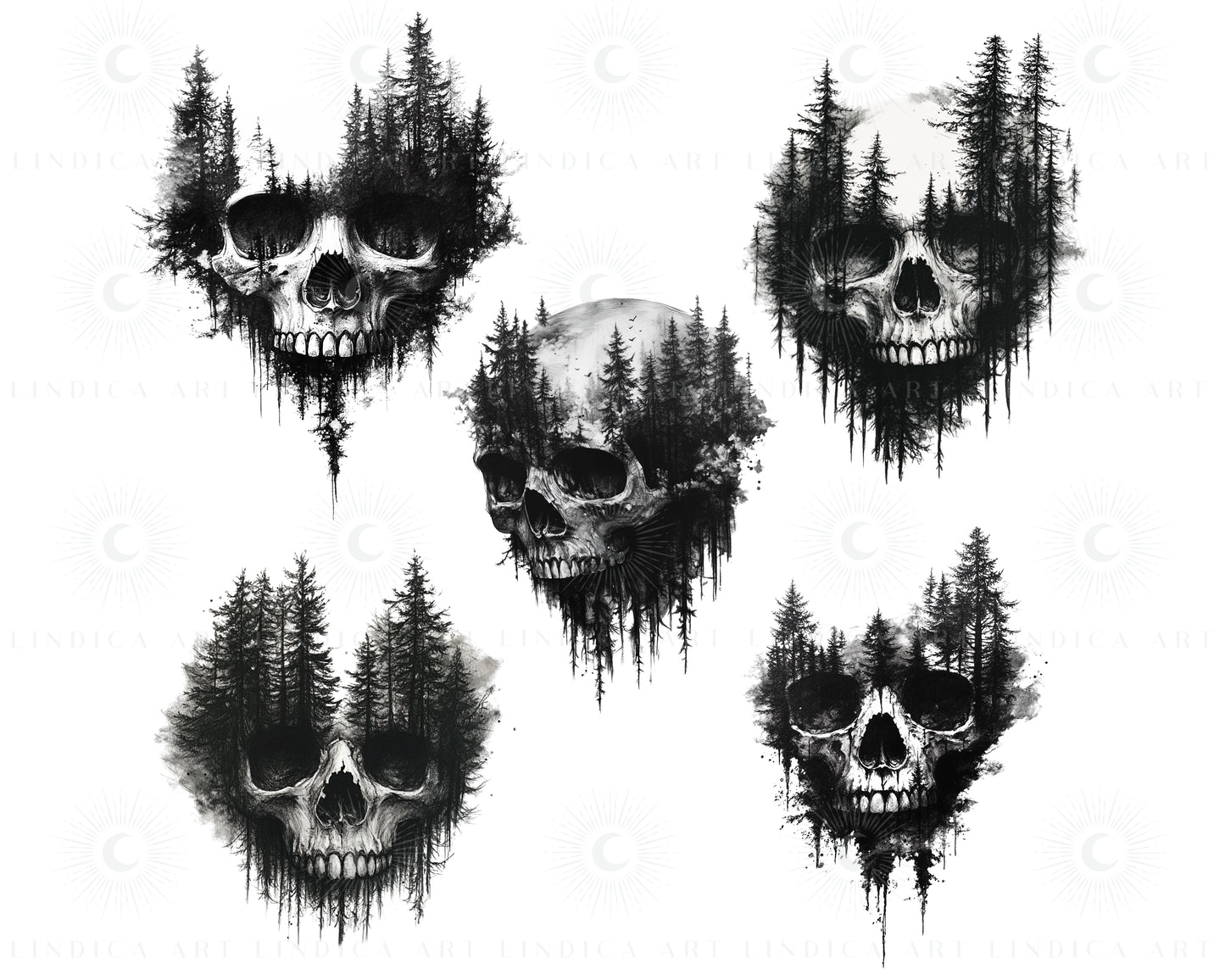 Procreate Skulls Stamp Brushes Bundle Tattoo Designs