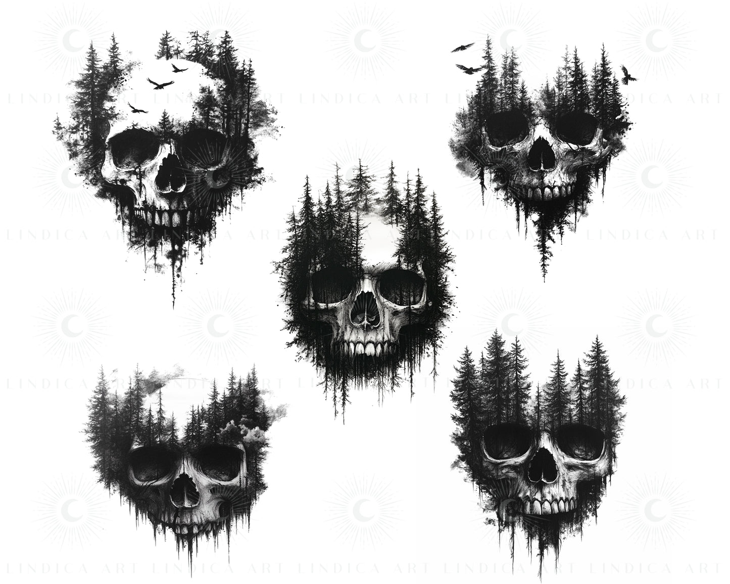 Procreate Skulls Stamp Brushes Bundle Tattoo Designs