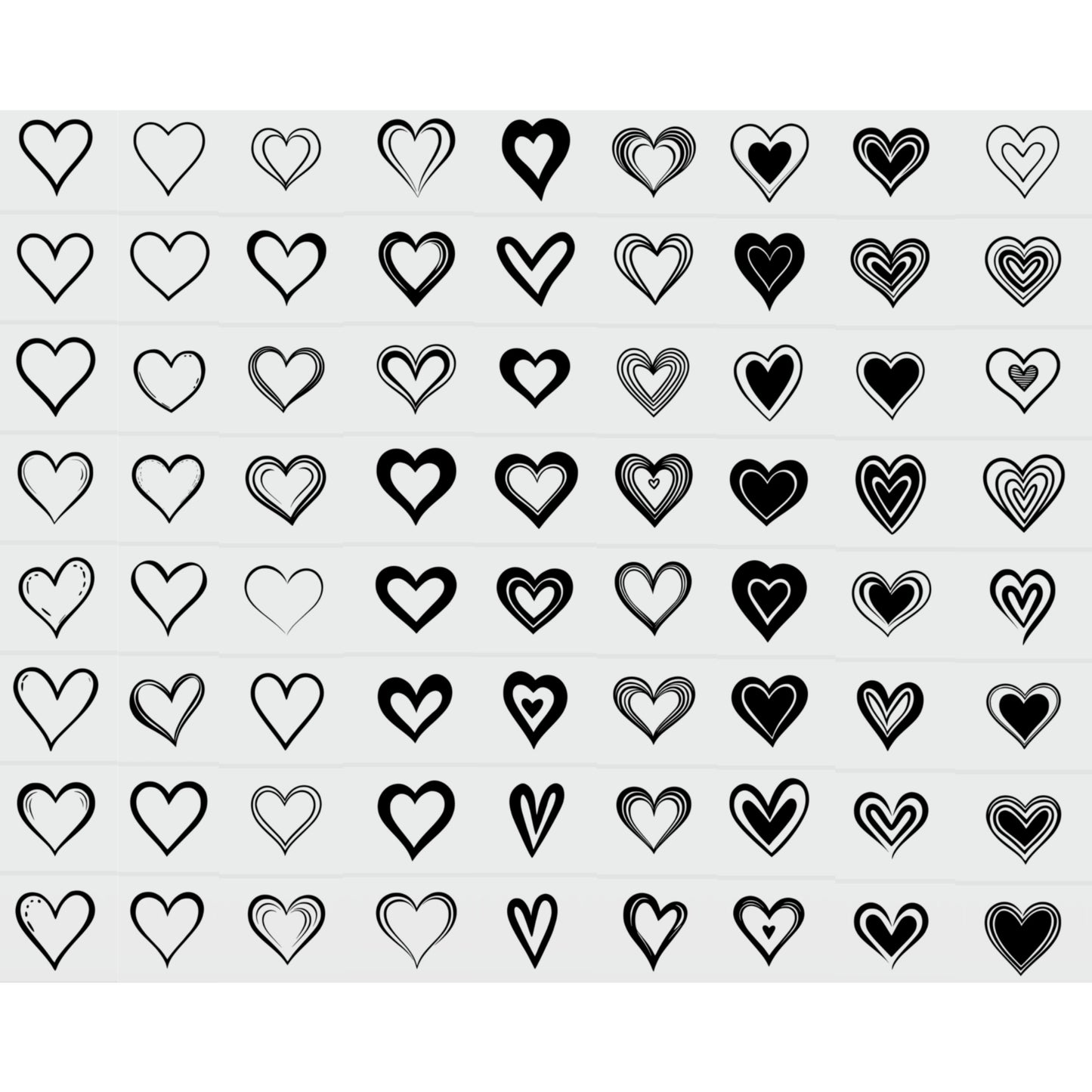 Digital brushes for the Procreate app, includes a bundle of 170 heart stamps designs