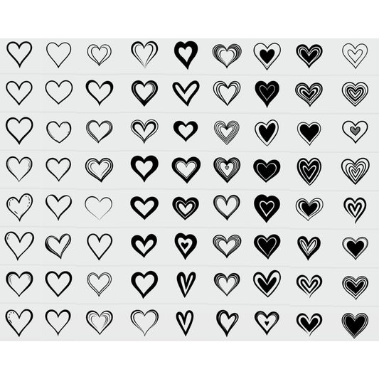 Digital brushes for the Procreate app, includes a bundle of 170 heart stamps designs