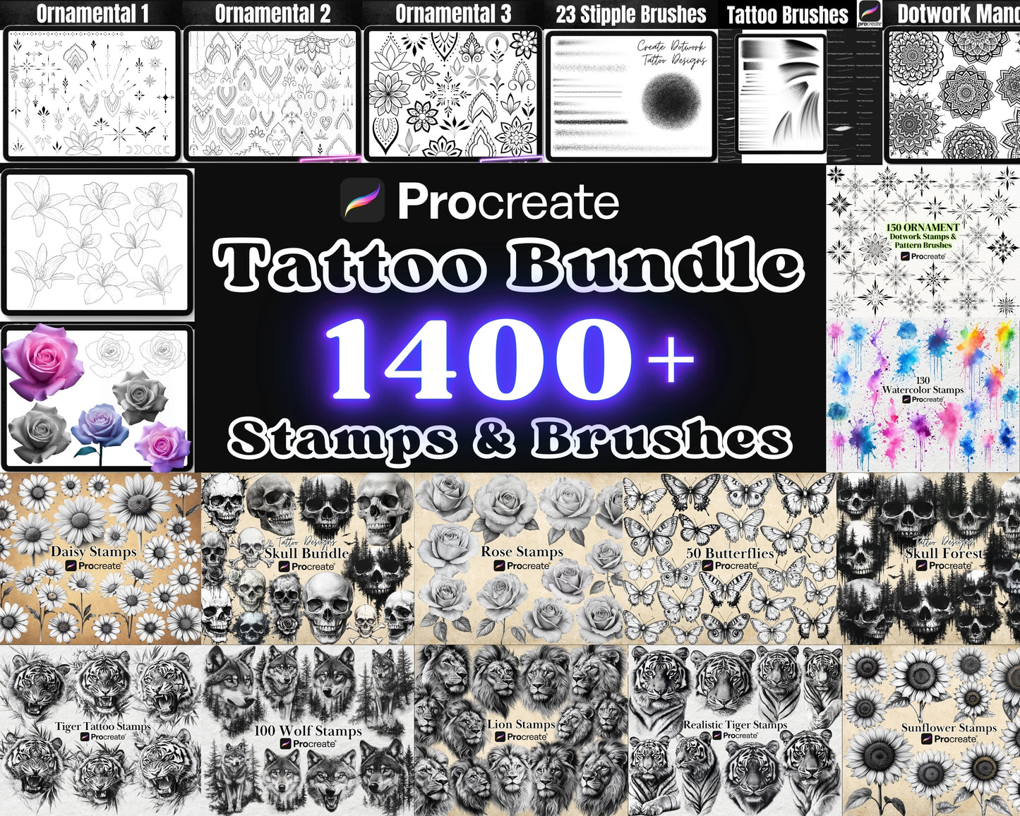 Procreate Tattoo Bundle Brushes & Stamps