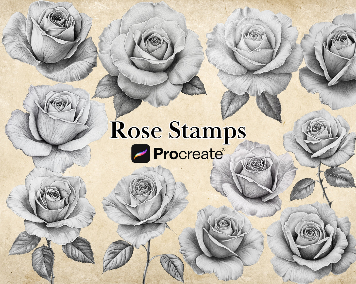Procreate Rose Stamp Brushes Bundle