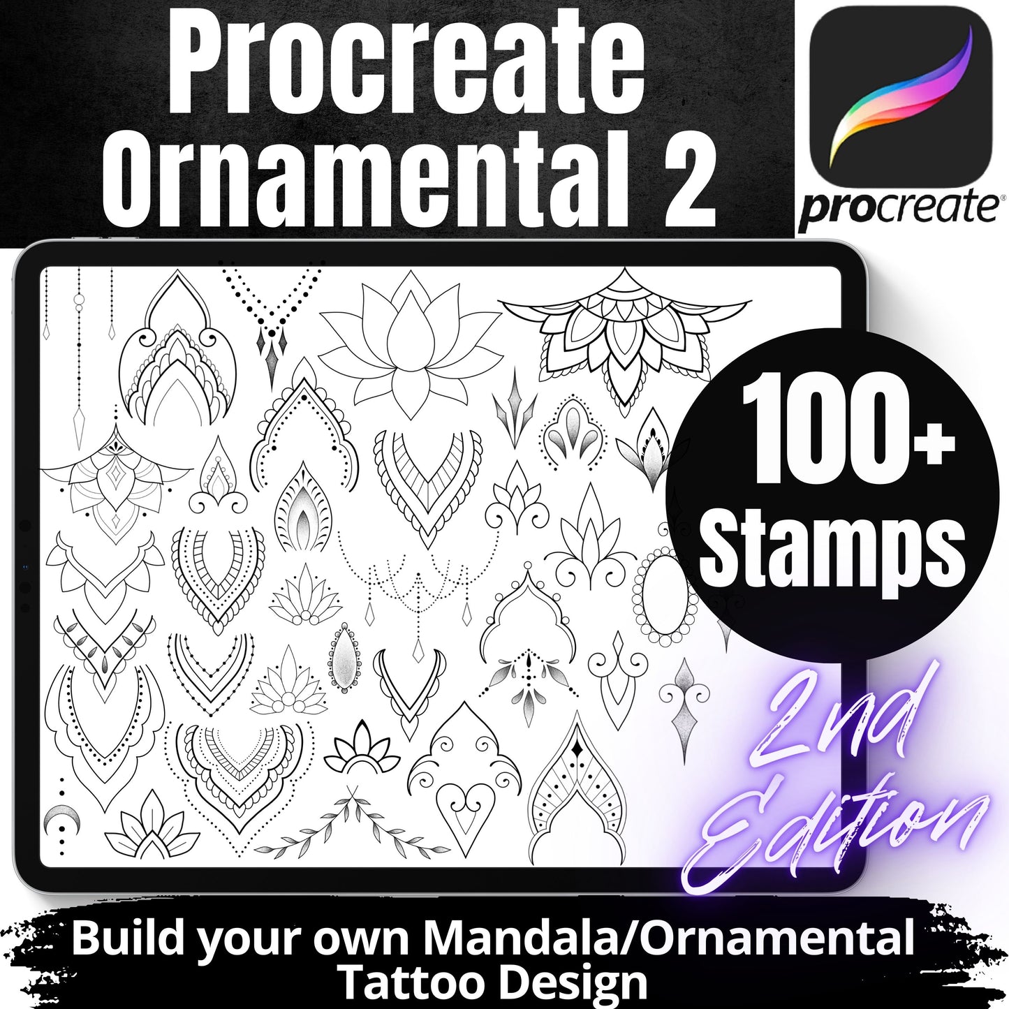 Procreate Build your own Ornamental / Mandala Tattoo Design 2nd Edition