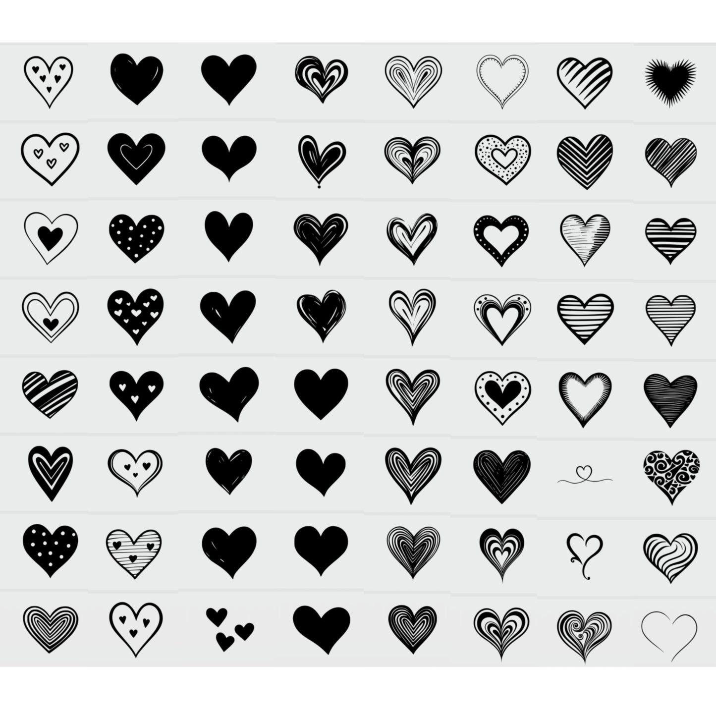 Digital brushes for the Procreate app, includes a bundle of 170 heart stamps designs 