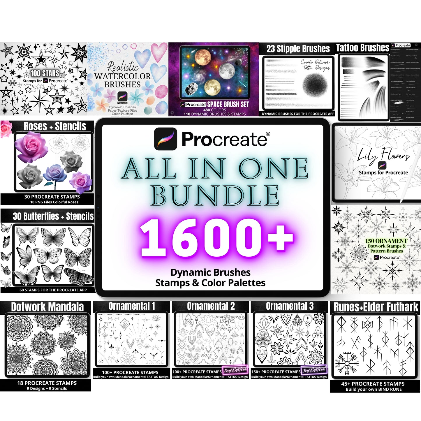 Procreate Stamp Brushes All-in-One BIG BUNDLE