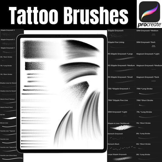 Procreate Tattoo Brush Set - Fine Line Needle Brushes