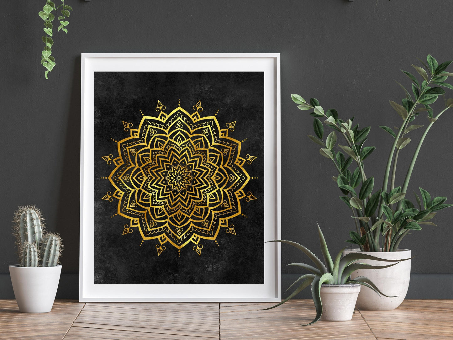 Mandala Guld Svart - Printa hemma 5 JPG Digital Download