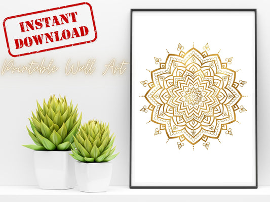 Mandala Guld - Printa själv 5 JPG Digital Download