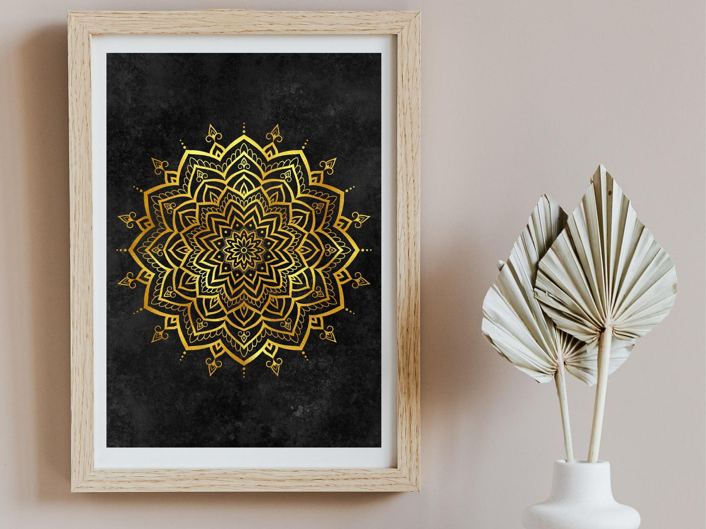 Mandala Guld Svart - Printa hemma 5 JPG Digital Download