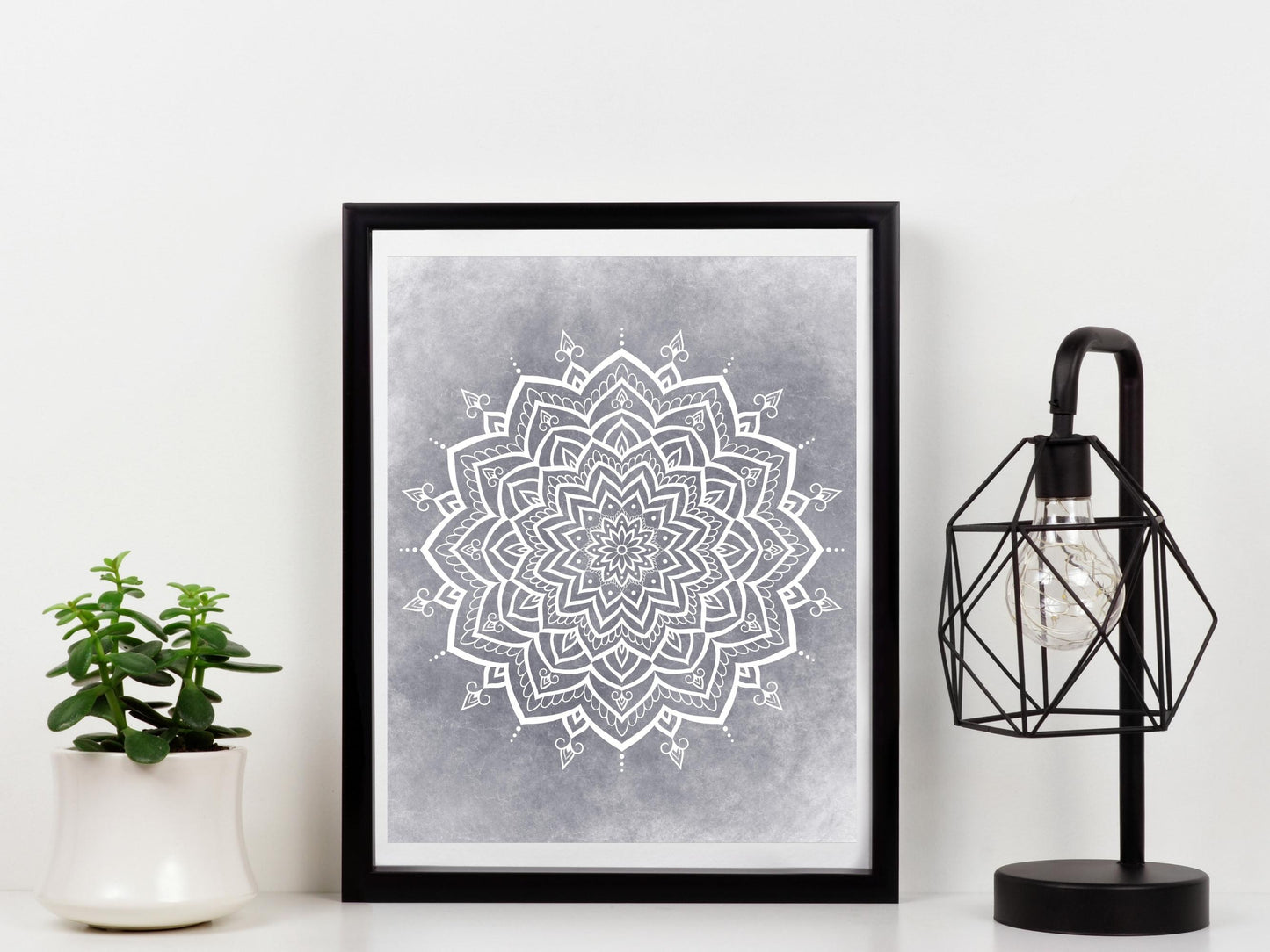 Mandala Vit - Printa hemma 5 JPG Digital Download