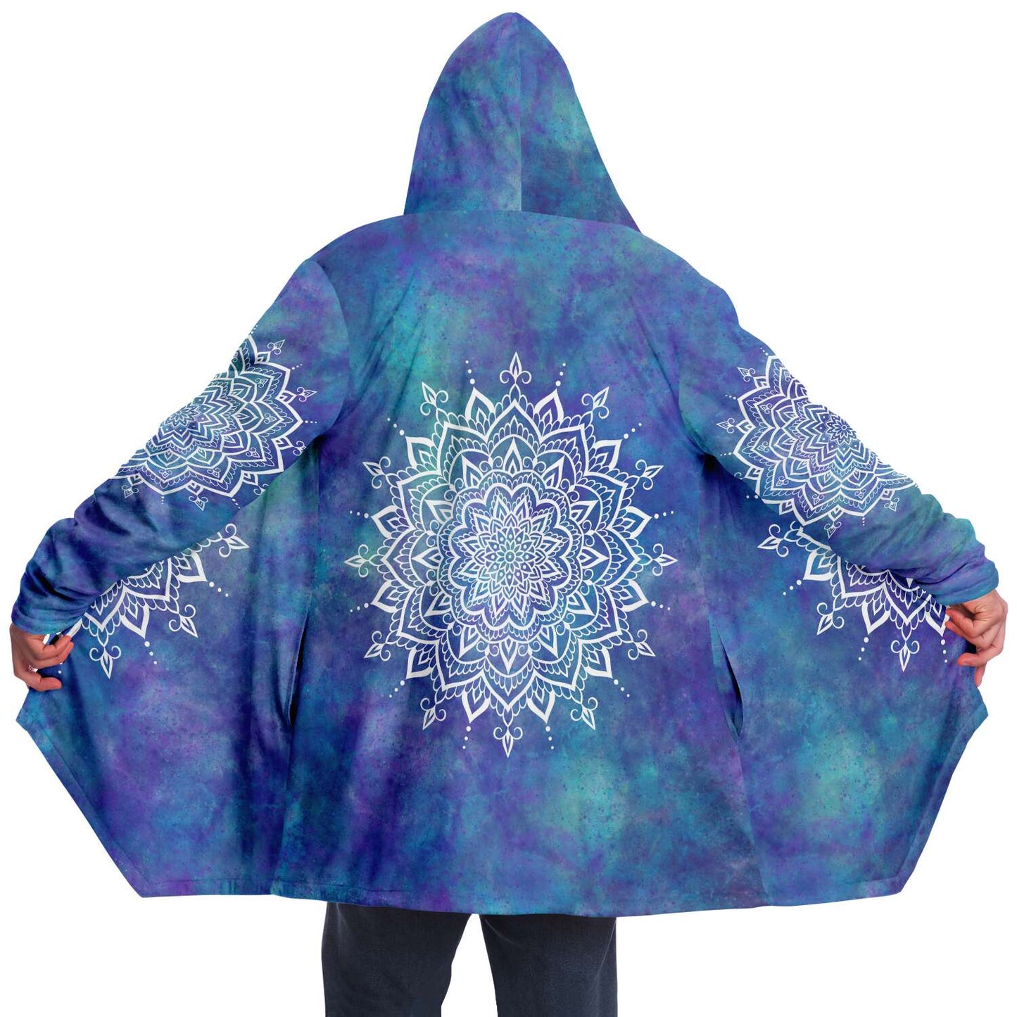 Fleece Hoodie Jacka - Mandala vit