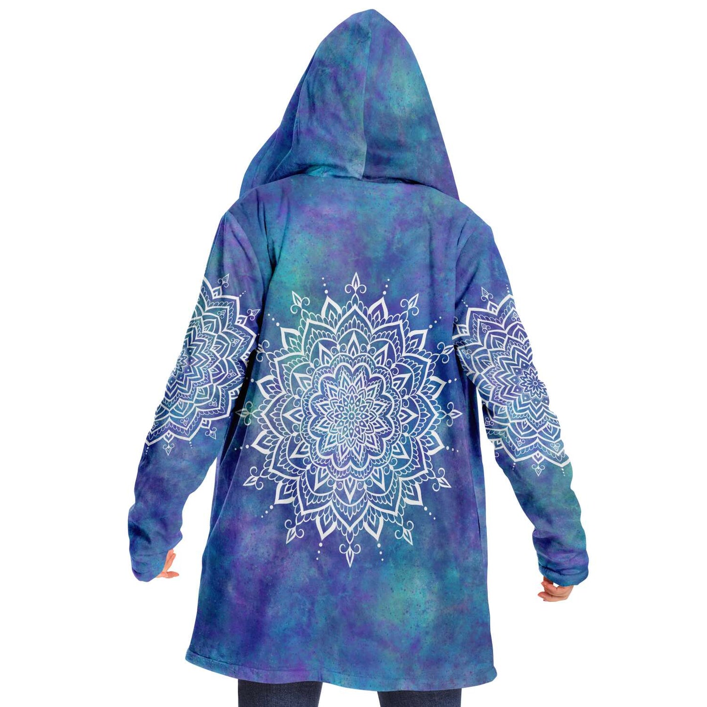 Fleece Hoodie Jacka - Mandala vit