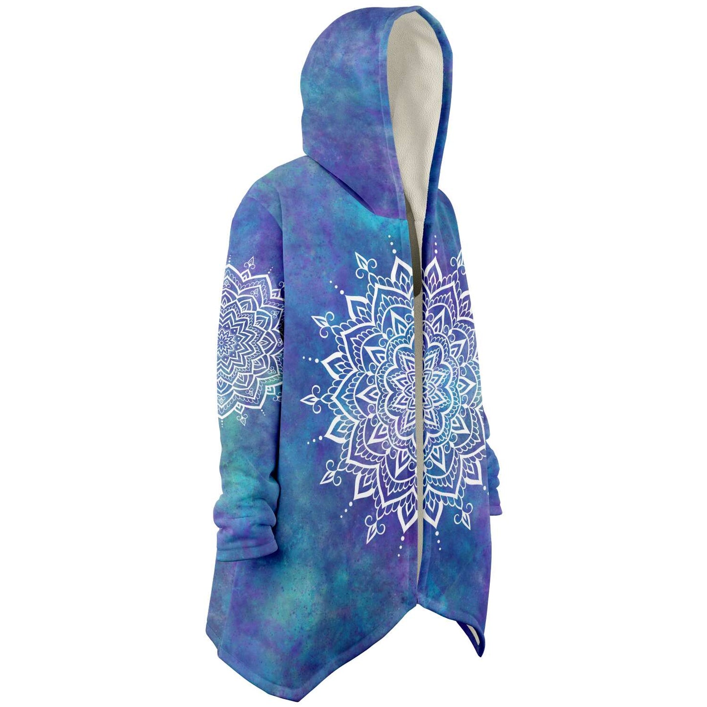 Fleece Hoodie Jacka - Mandala vit