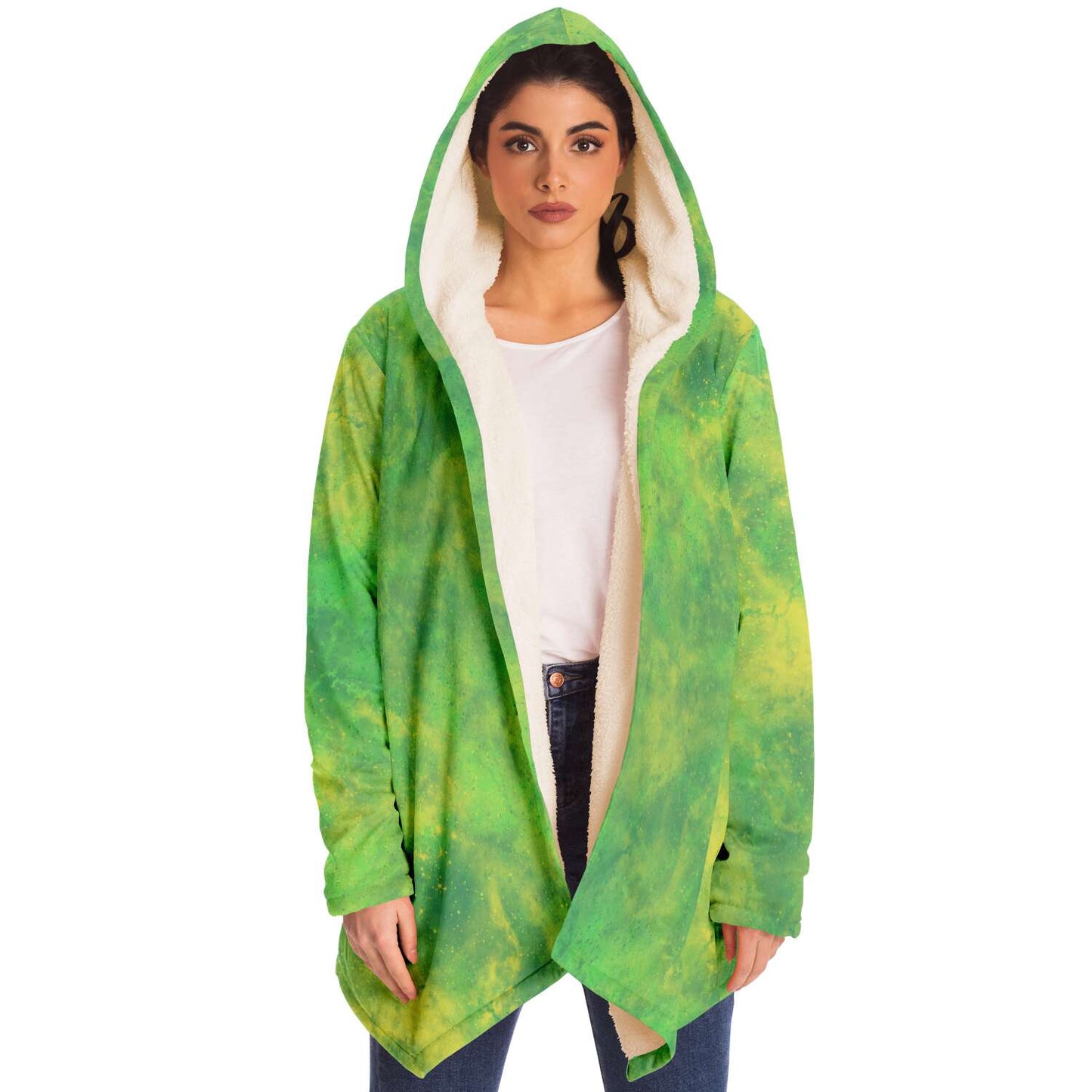 Fleece Hoodie Jacka - Lime Grön