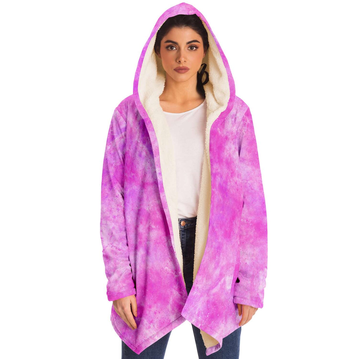 Fleece Hoodie Jacka - Rosa