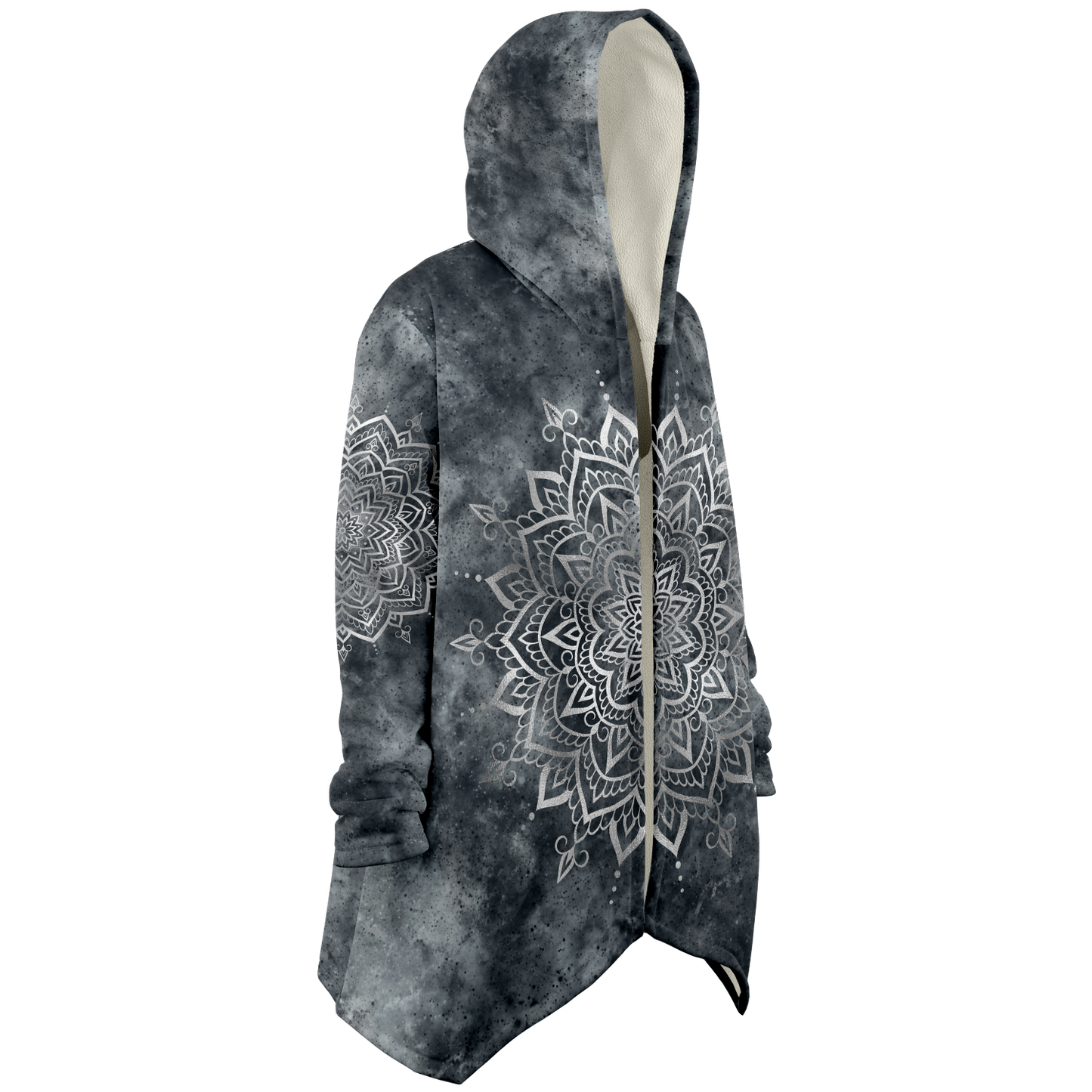 Fleece Hoodie Jacka - Mandala Silver