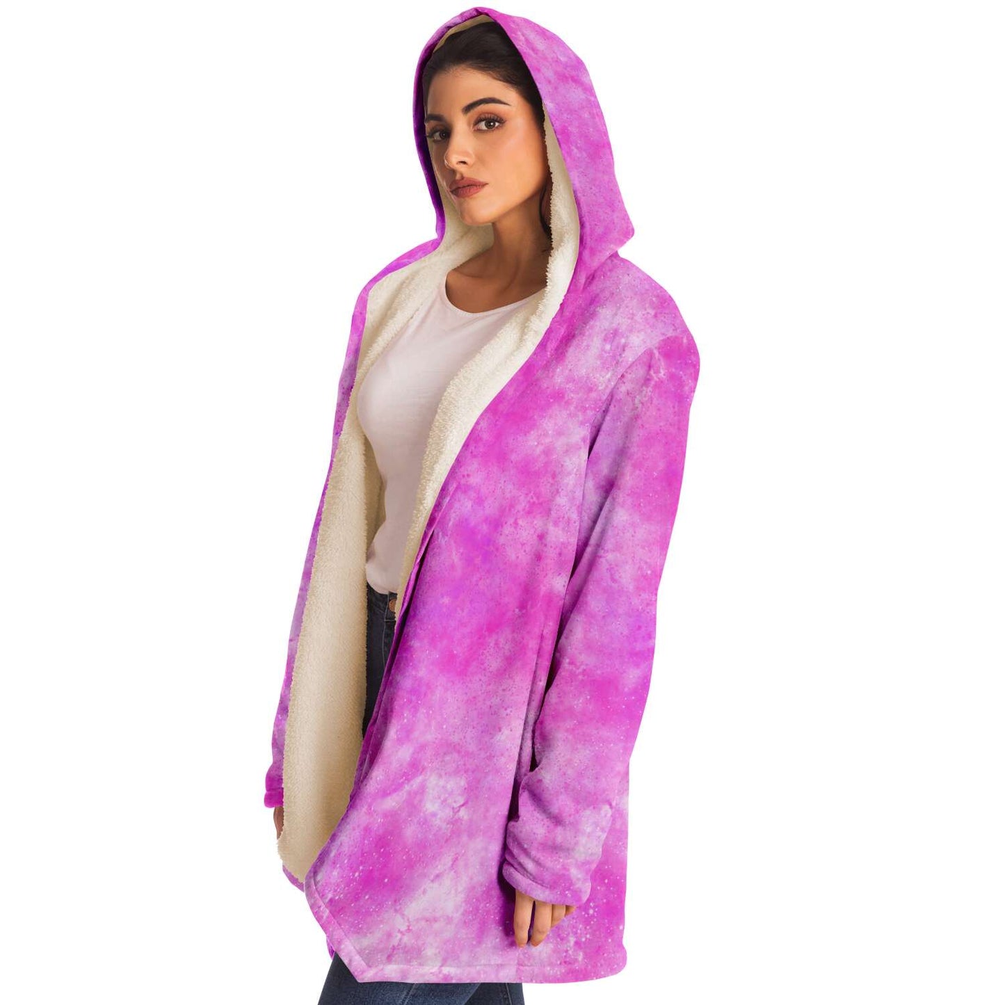 Fleece Hoodie Jacka - Rosa