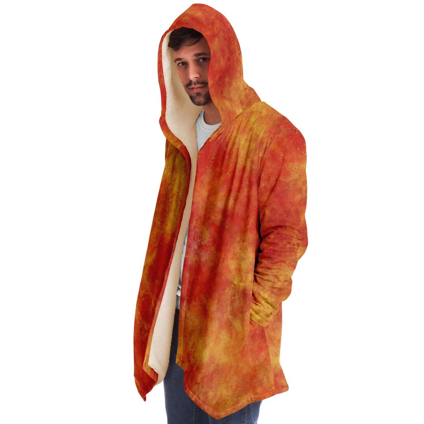 Fleece Hoodie Jacka - Orange