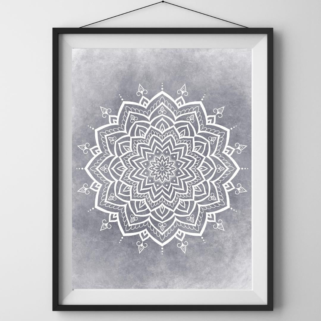 A4 Print Mandala vit