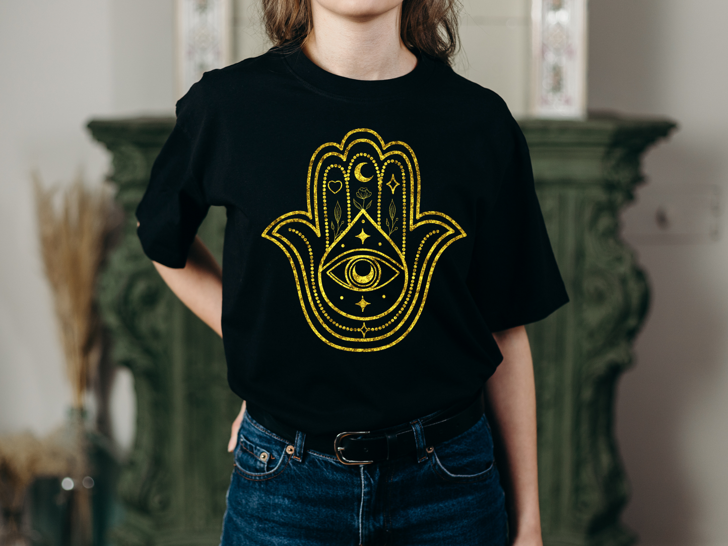 T-Shirt Hamsa Hand Guld