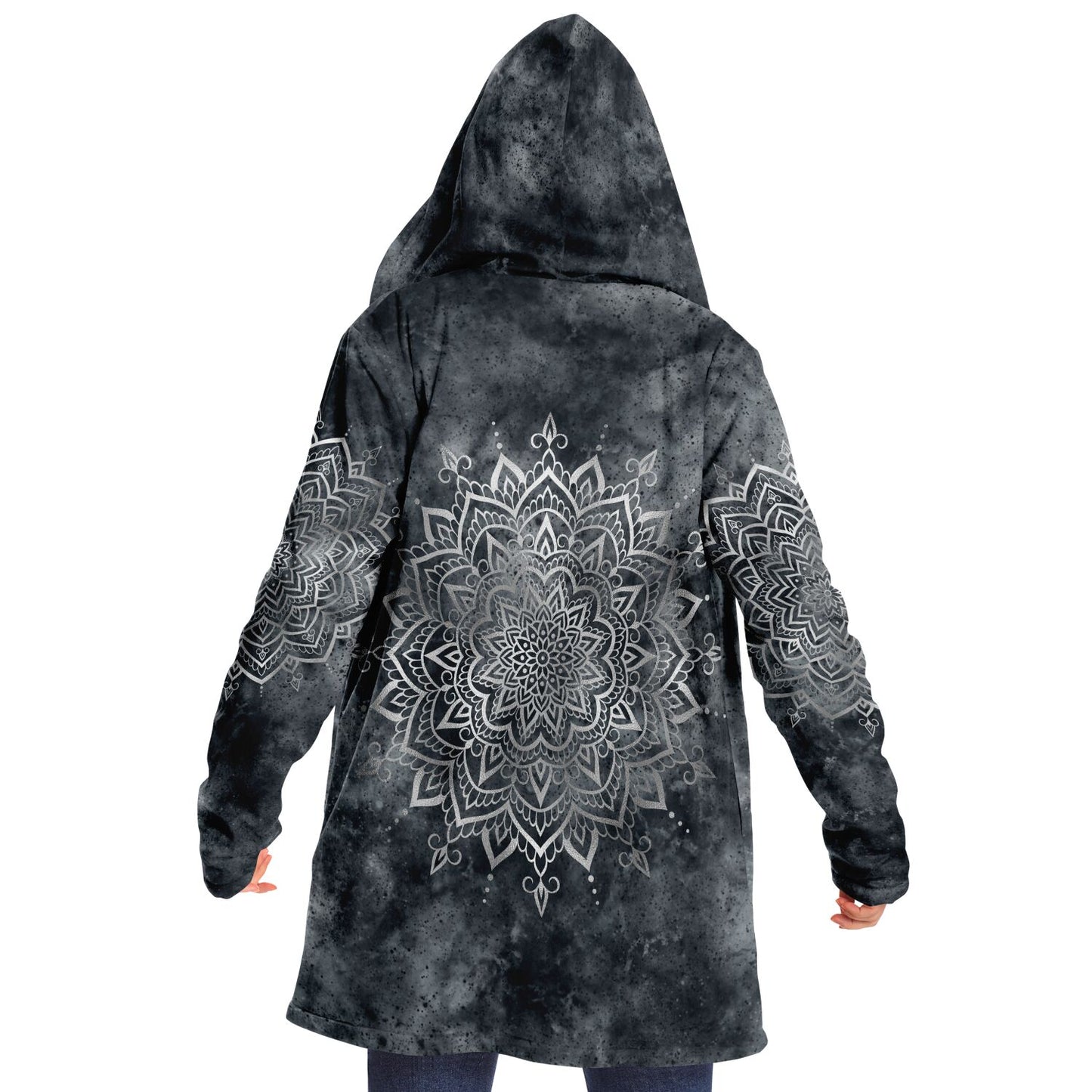 Fleece Hoodie Jacka - Mandala Silver