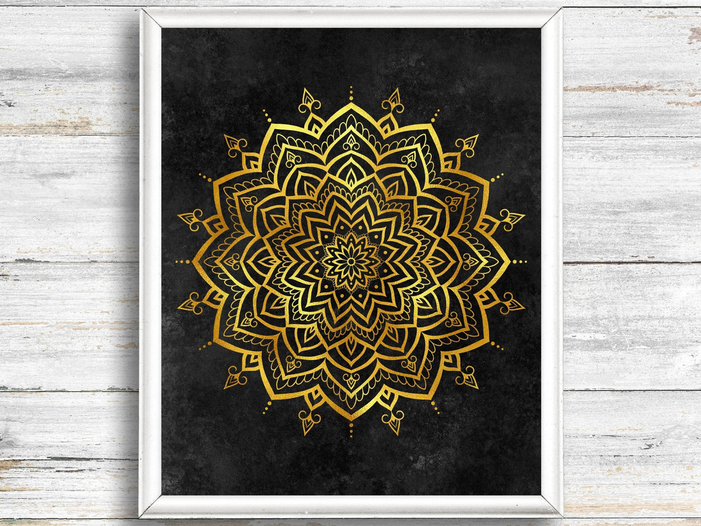 Mandala Guld Svart - Printa hemma 5 JPG Digital Download