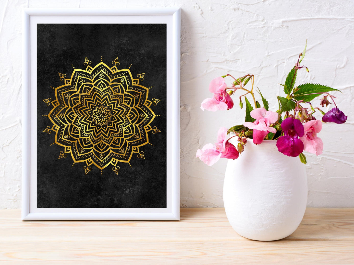 Mandala Guld Svart - Printa hemma 5 JPG Digital Download