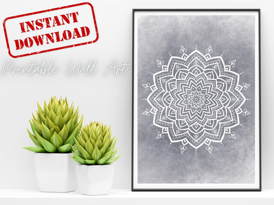 Mandala Vit - Printa hemma 5 JPG Digital Download