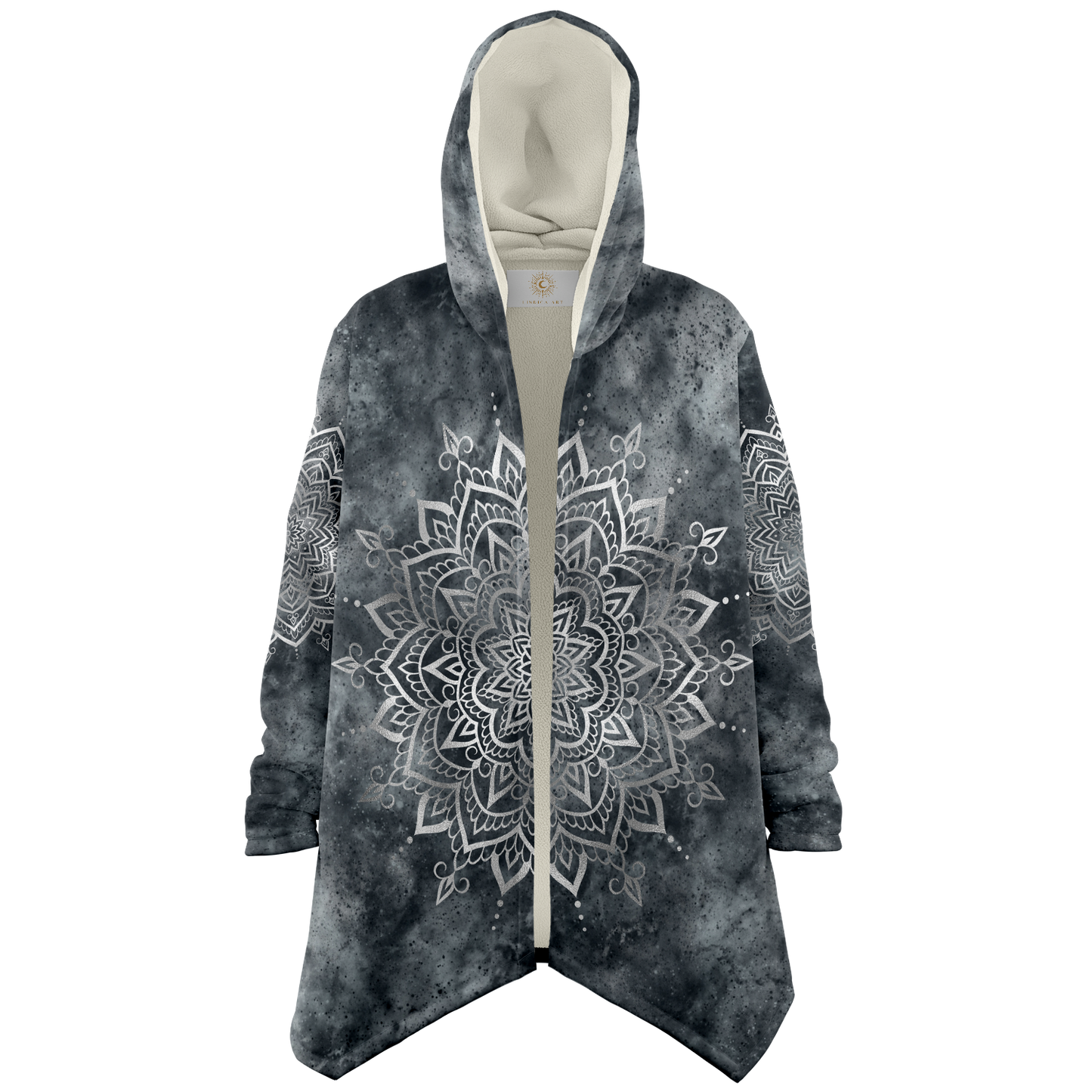 Fleece Hoodie Jacka - Mandala Silver