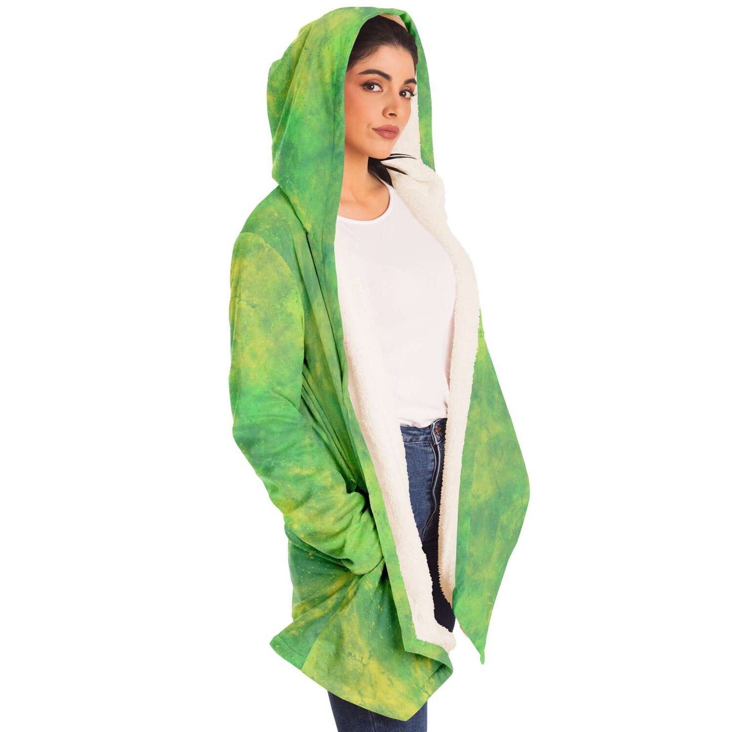 Fleece Hoodie Jacka - Lime Grön