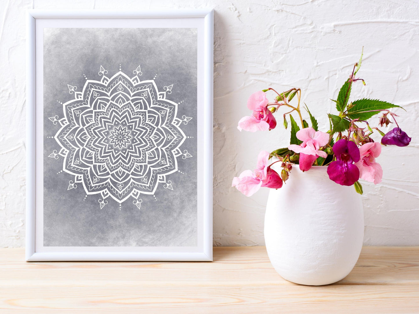 Mandala Vit - Printa hemma 5 JPG Digital Download