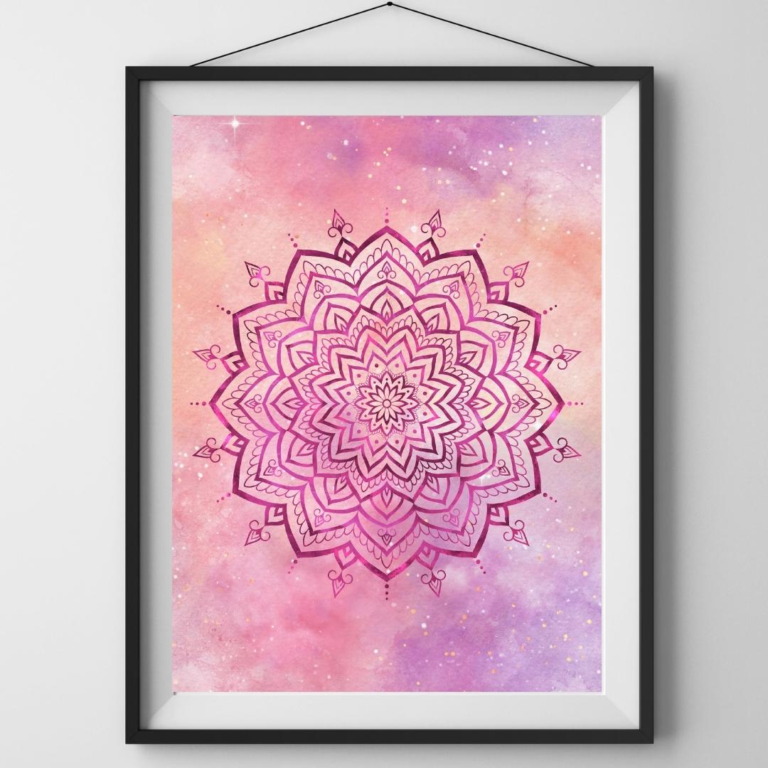 A4 Poster - Mandala Rosa Akvarell