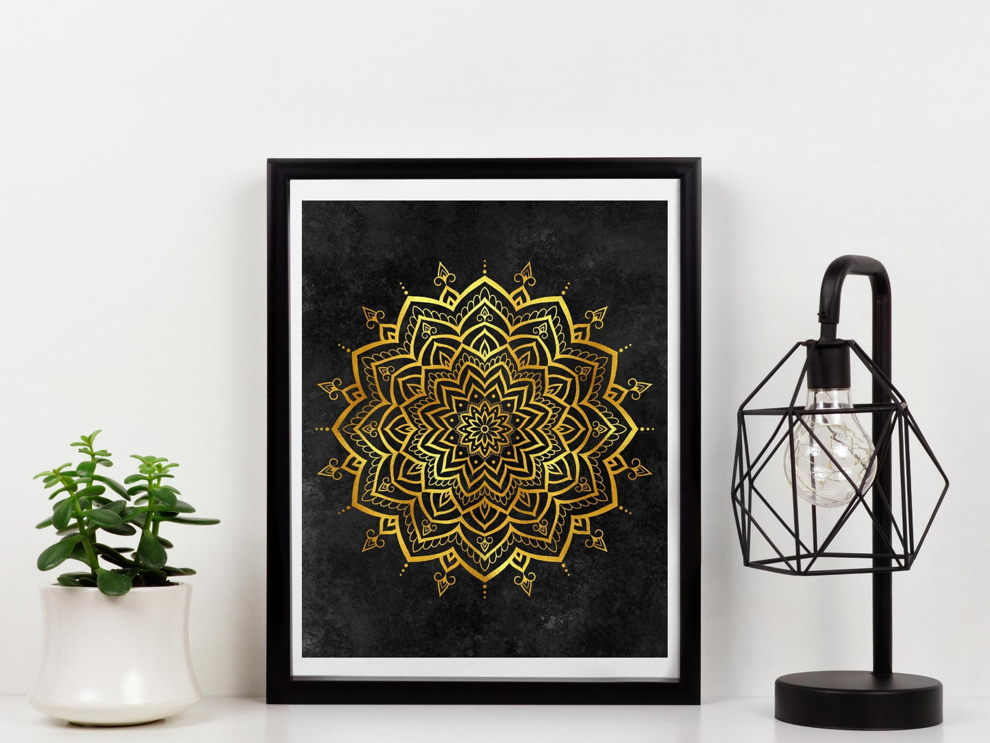 Mandala Guld Svart - Printa hemma 5 JPG Digital Download