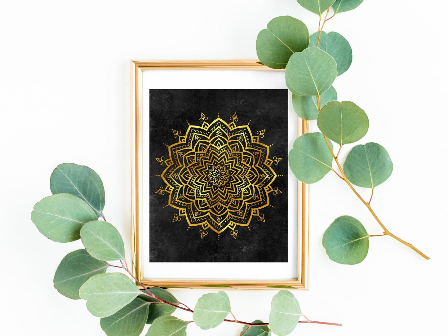 Mandala Guld Svart - Printa hemma 5 JPG Digital Download