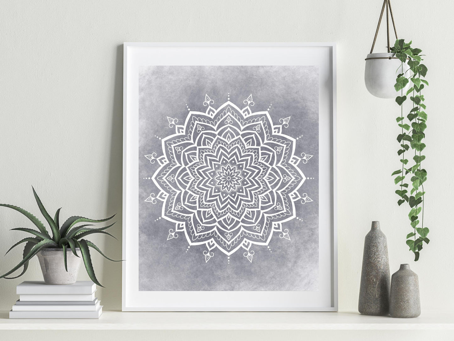 Mandala Vit - Printa hemma 5 JPG Digital Download