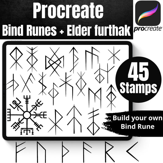 Procreate Viking Runes Elder Futhark Stamps - Build your own Bind Rune Vegvisir