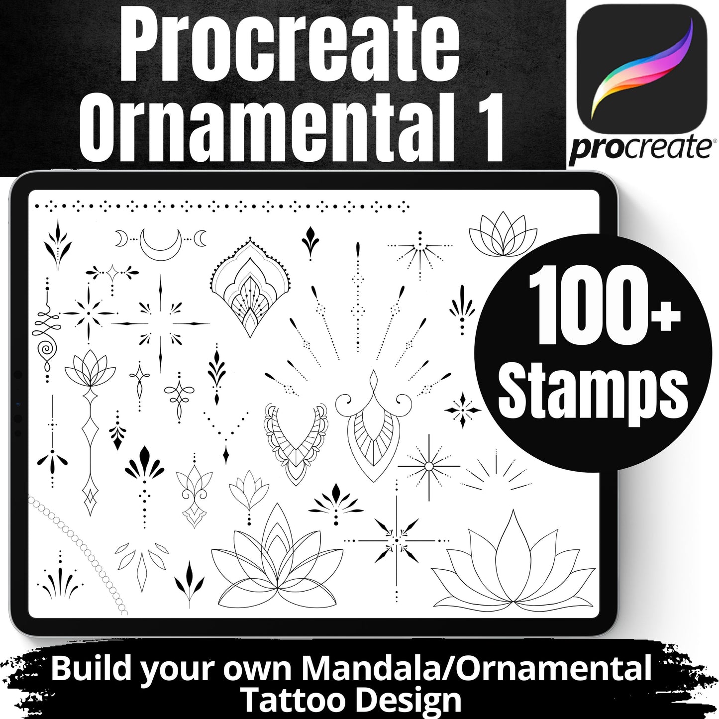 Procreate Build your own Ornamental / Mandala Tattoo Design 1st Edition