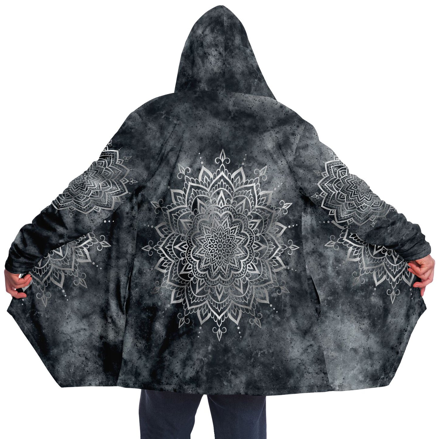 Fleece Hoodie Jacka - Mandala Silver