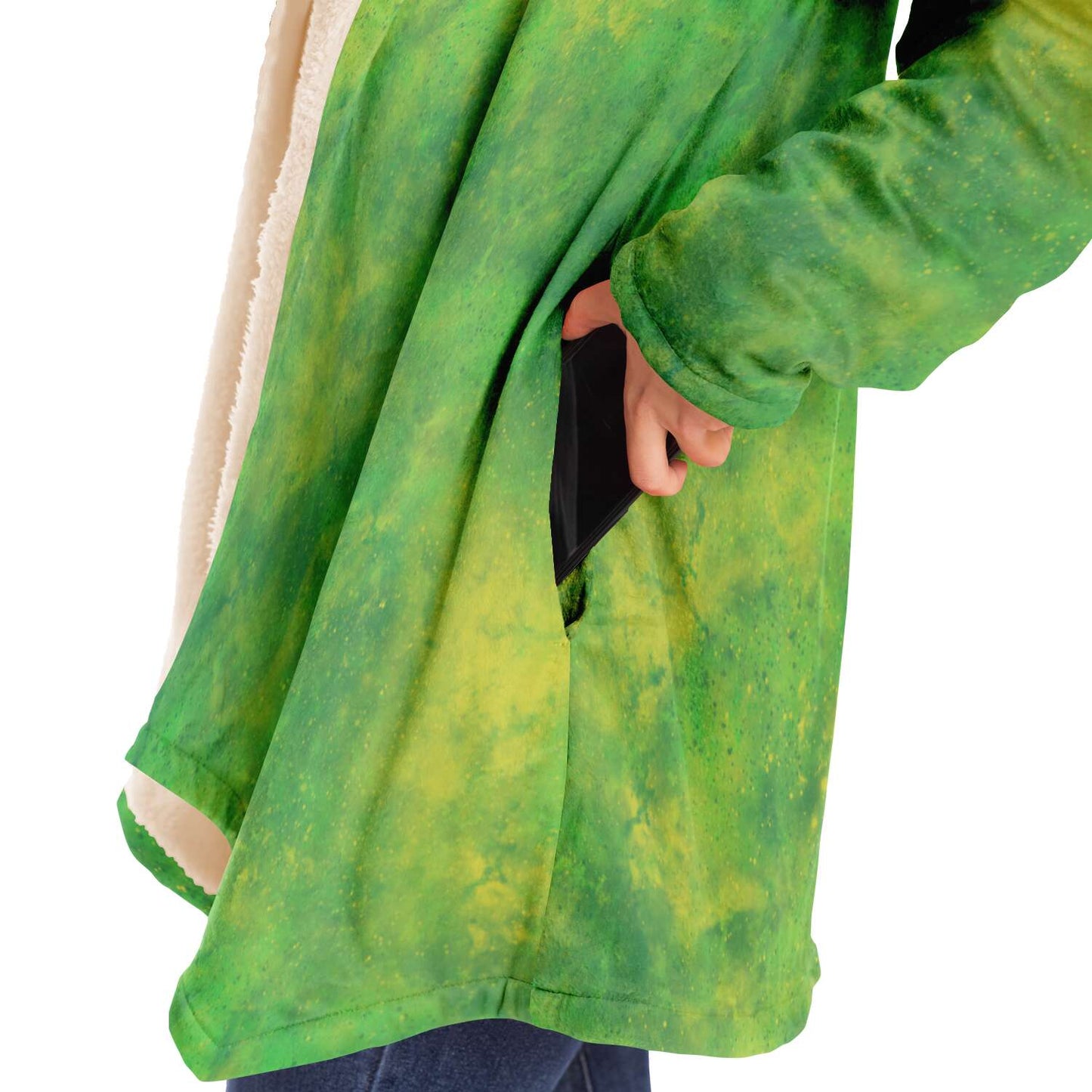 Fleece Hoodie Jacka - Lime Grön