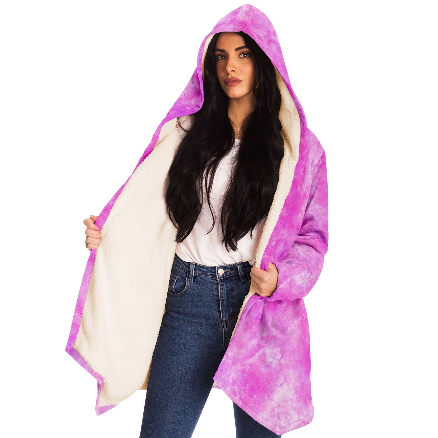 Fleece Hoodie Jacka - Rosa