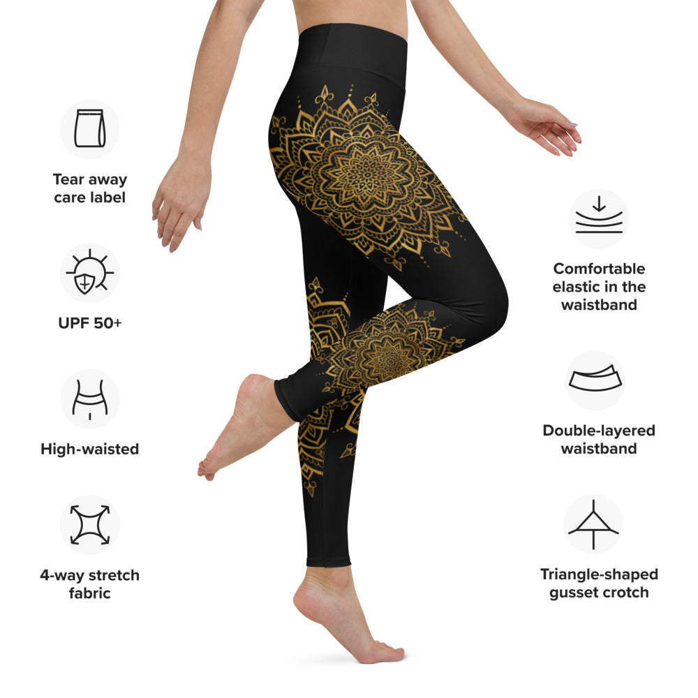 Yoga Leggings - Guld Mandala