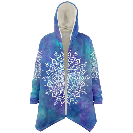 Fleece Hoodie Jacka - Mandala vit