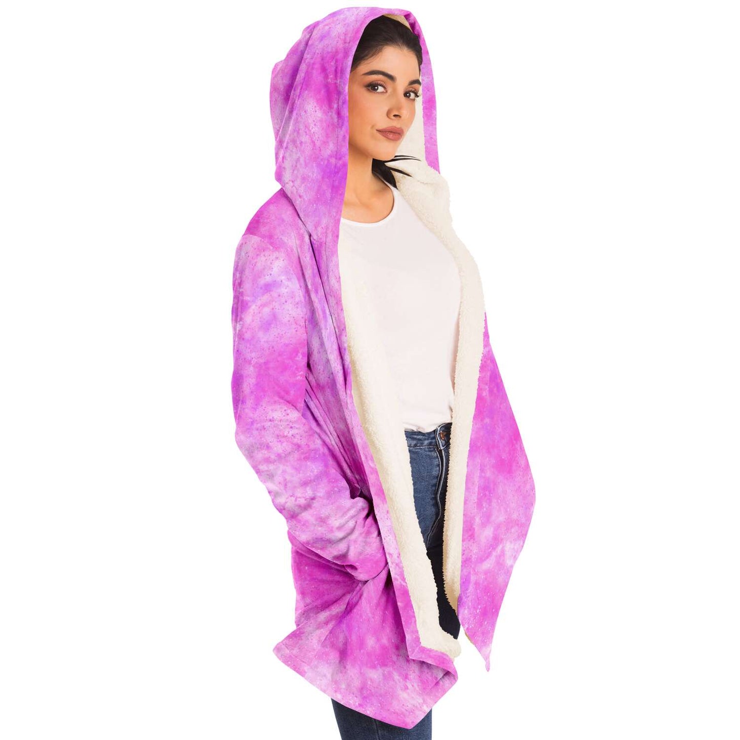 Fleece Hoodie Jacka - Rosa