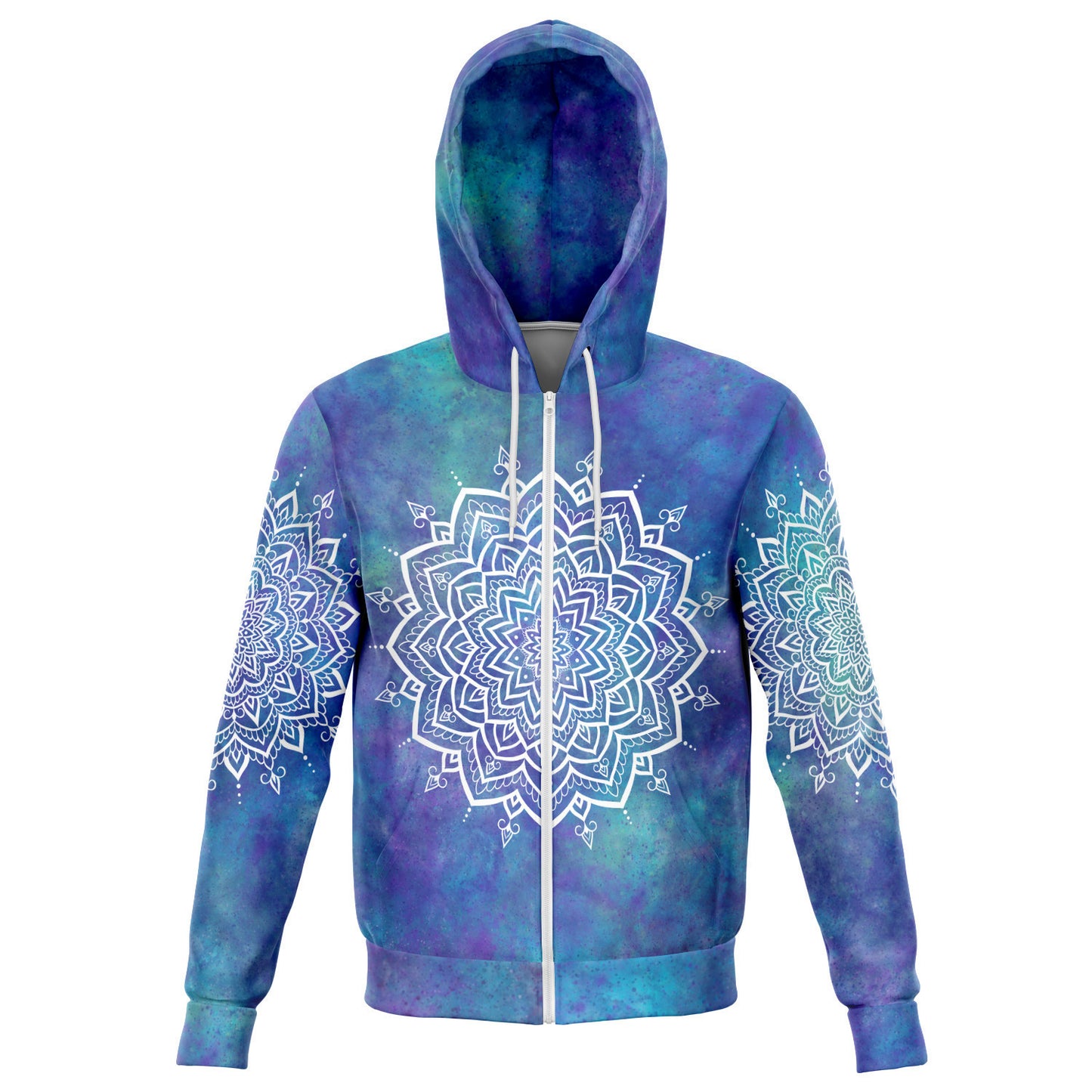 Hoodie med dragkedja - Mandala vit